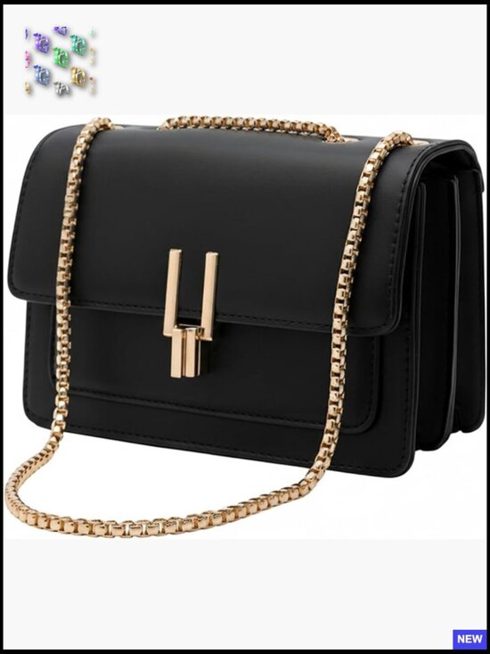 Handbags - Quilted Vegan Leather Crossbody Bag Gold Chain Strap Convertible Shoulder Purse